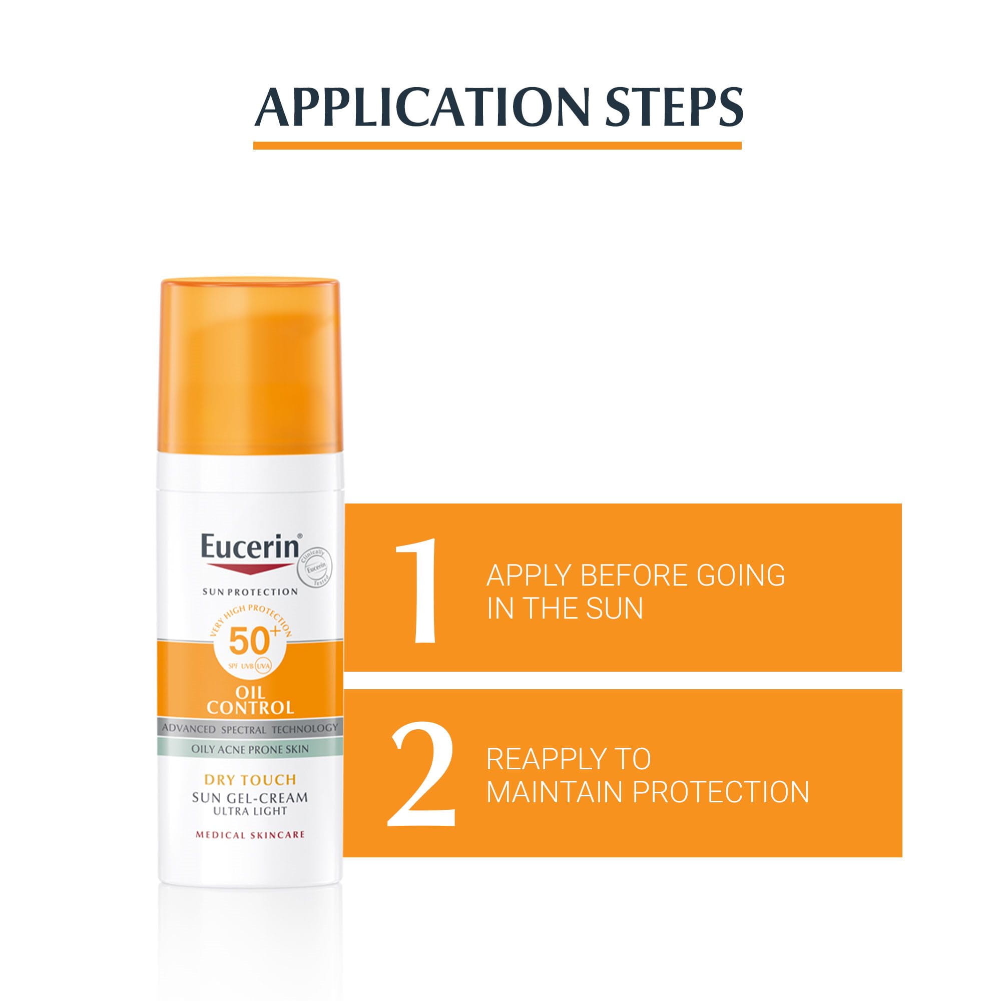 Eucerin Sun Dry Touch Oil Control SPF 50 sunscreen for oily, acne